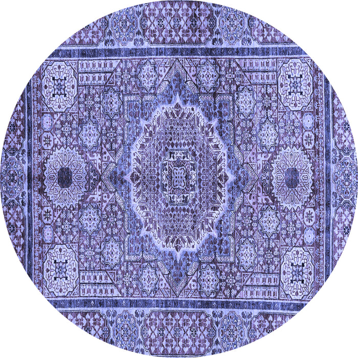 Round Machine Washable Abstract Blue Modern Rug, wshabs4004blu