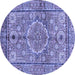 Round Abstract Blue Modern Rug, abs4004blu