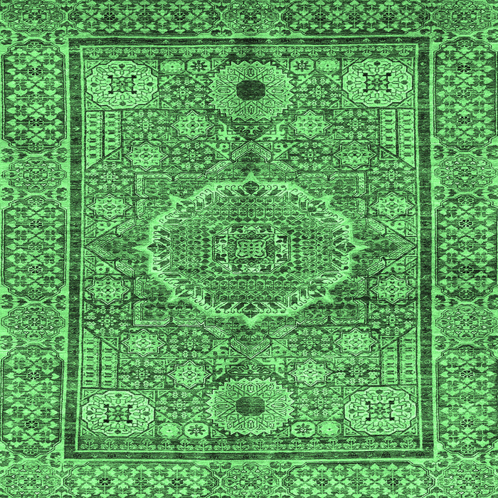 Square Machine Washable Abstract Emerald Green Modern Area Rugs, wshabs4004emgrn