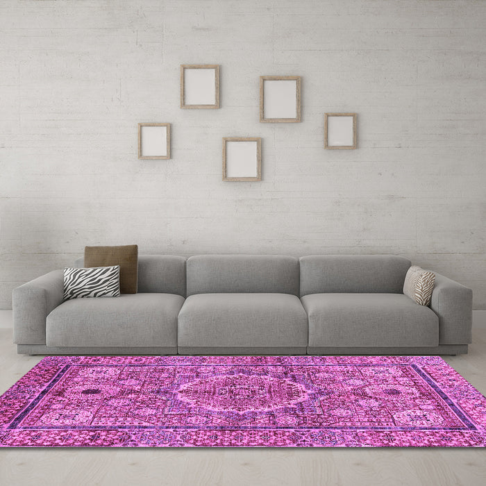 Machine Washable Abstract Purple Modern Area Rugs in a Living Room, wshabs4004pur