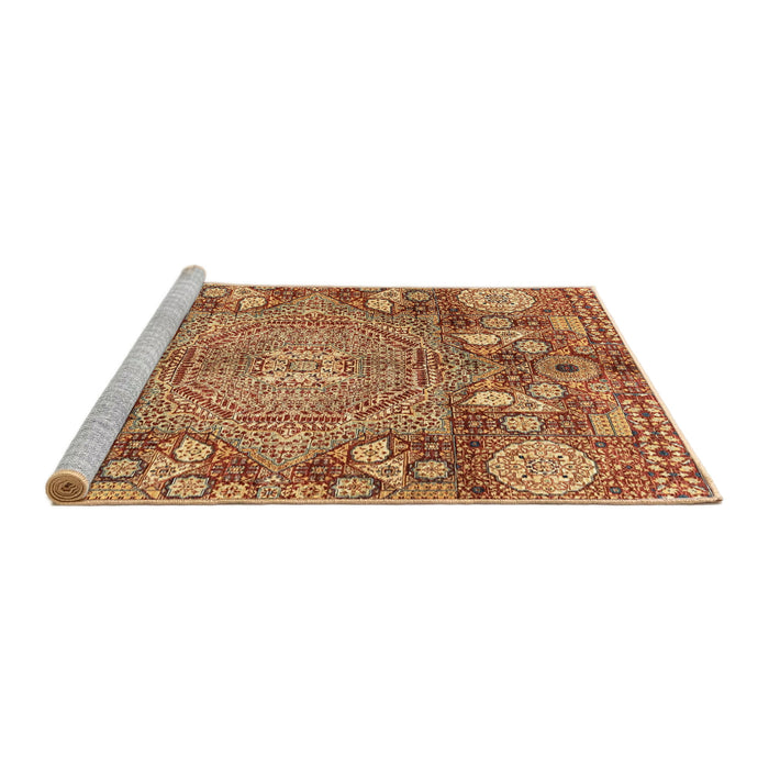 Sideview of Machine Washable Abstract Orange Rug, wshabs4005