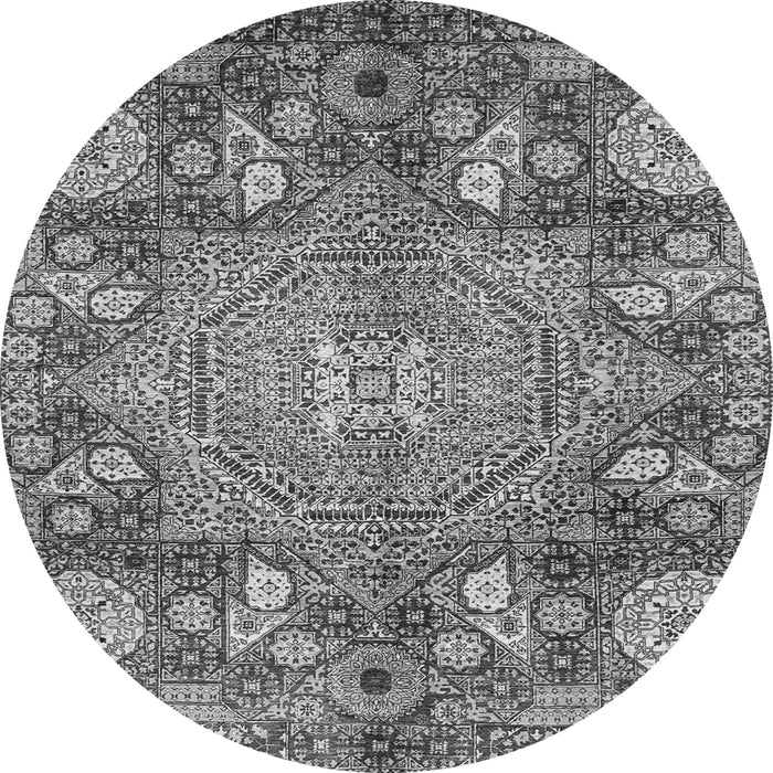 Round Machine Washable Abstract Gray Modern Rug, wshabs4005gry