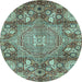 Round Abstract Light Blue Modern Rug, abs4005lblu