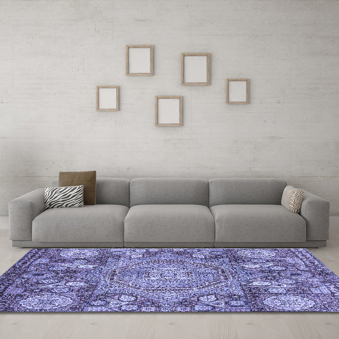 Machine Washable Abstract Blue Modern Rug in a Living Room, wshabs4005blu