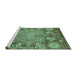 Sideview of Machine Washable Abstract Turquoise Modern Area Rugs, wshabs4005turq