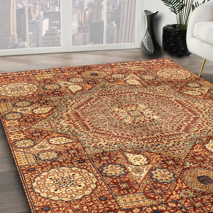 Abstract Orange Modern Rug in Family Room, abs4005