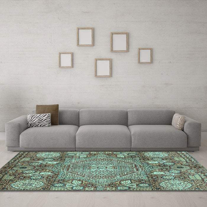 Machine Washable Abstract Light Blue Modern Rug in a Living Room, wshabs4005lblu