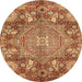 Round Abstract Orange Modern Rug, abs4005