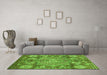 Machine Washable Abstract Green Modern Area Rugs in a Living Room,, wshabs4005grn