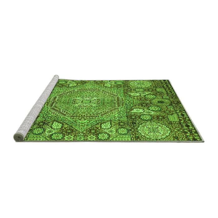 Sideview of Machine Washable Abstract Green Modern Area Rugs, wshabs4005grn