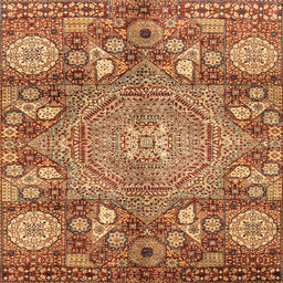 Square Machine Washable Abstract Orange Rug, wshabs4005
