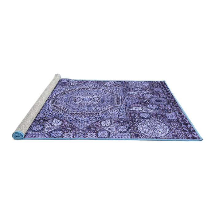 Sideview of Machine Washable Abstract Blue Modern Rug, wshabs4005blu