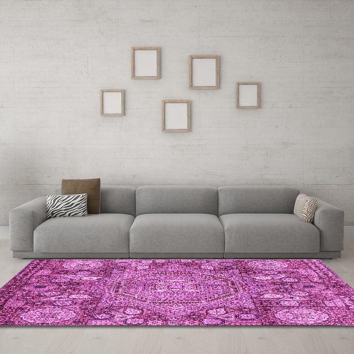 Machine Washable Abstract Purple Modern Area Rugs in a Living Room, wshabs4005pur