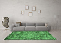 Machine Washable Abstract Emerald Green Modern Rug, wshabs4005emgrn