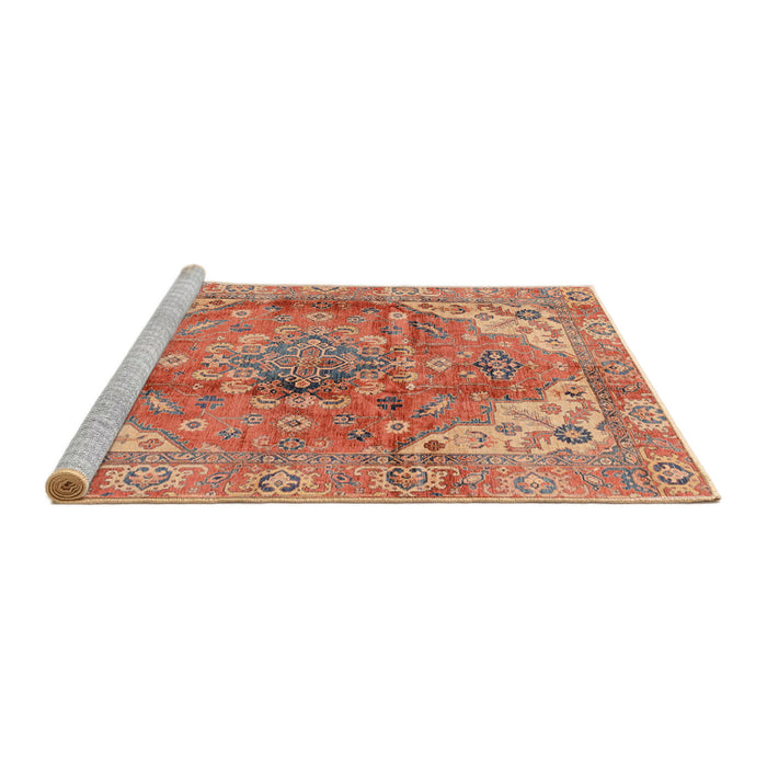 Sideview of Machine Washable Abstract Red Rug, wshabs4006
