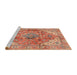 Sideview of Machine Washable Abstract Red Rug, wshabs4006