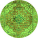 Round Machine Washable Abstract Green Modern Area Rugs, wshabs4006grn