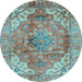 Round Abstract Light Blue Modern Rug, abs4006lblu