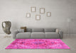 Machine Washable Abstract Pink Modern Rug in a Living Room, wshabs4006pnk