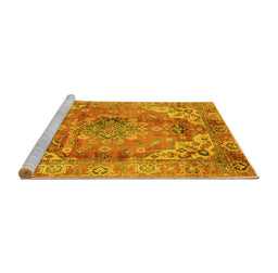 Sideview of Machine Washable Abstract Yellow Modern Rug, wshabs4006yw
