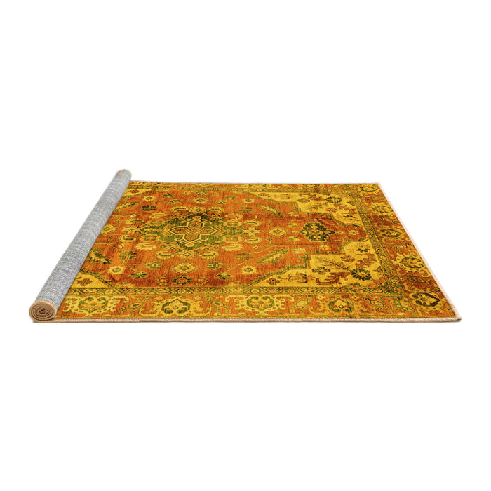 Sideview of Machine Washable Abstract Yellow Modern Rug, wshabs4006yw