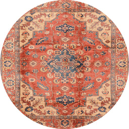 Round Machine Washable Abstract Red Rug, wshabs4006