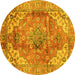 Round Machine Washable Abstract Yellow Modern Rug, wshabs4006yw