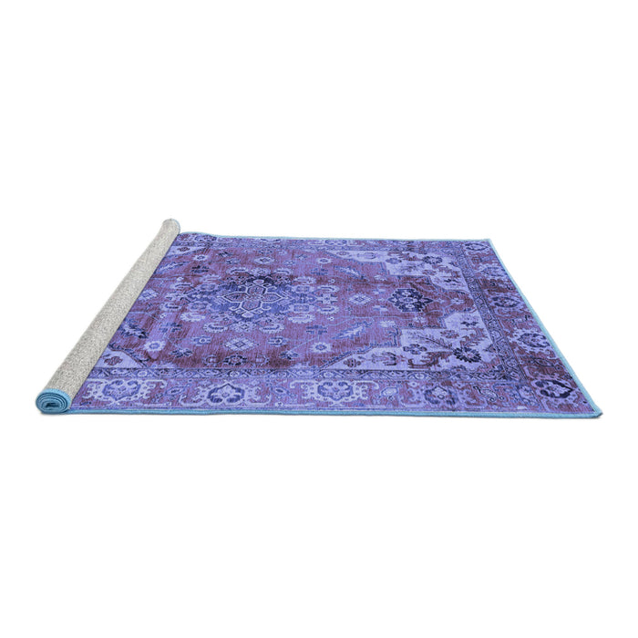 Sideview of Machine Washable Abstract Blue Modern Rug, wshabs4006blu