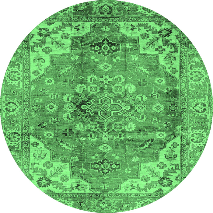 Round Abstract Emerald Green Modern Rug, abs4006emgrn