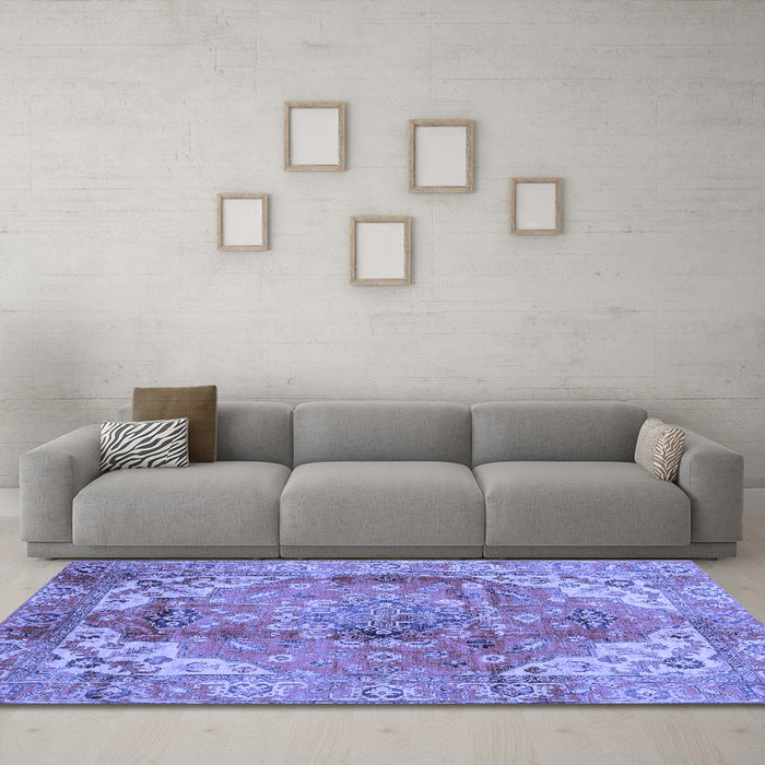 Machine Washable Abstract Blue Modern Rug in a Living Room, wshabs4006blu