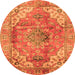 Round Abstract Orange Modern Rug, abs4006org