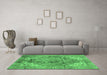 Machine Washable Abstract Emerald Green Modern Area Rugs in a Living Room,, wshabs4006emgrn