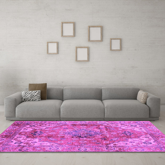 Machine Washable Abstract Purple Modern Area Rugs in a Living Room, wshabs4006pur