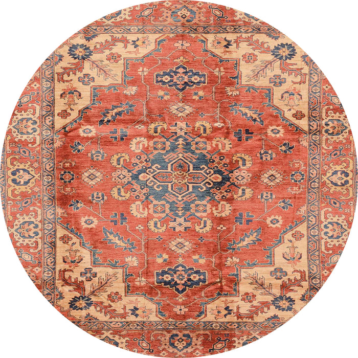 Round Abstract Red Modern Rug, abs4006