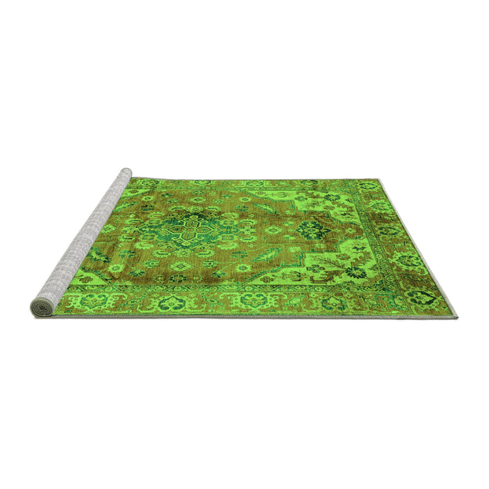 Sideview of Machine Washable Abstract Green Modern Area Rugs, wshabs4006grn