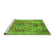 Sideview of Machine Washable Abstract Green Modern Area Rugs, wshabs4006grn