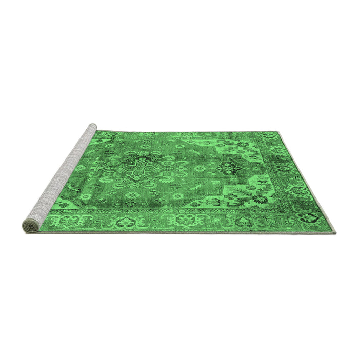 Sideview of Machine Washable Abstract Emerald Green Modern Area Rugs, wshabs4006emgrn