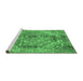 Sideview of Machine Washable Abstract Emerald Green Modern Area Rugs, wshabs4006emgrn