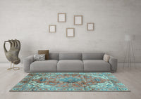 Machine Washable Abstract Light Blue Modern Rug, wshabs4006lblu