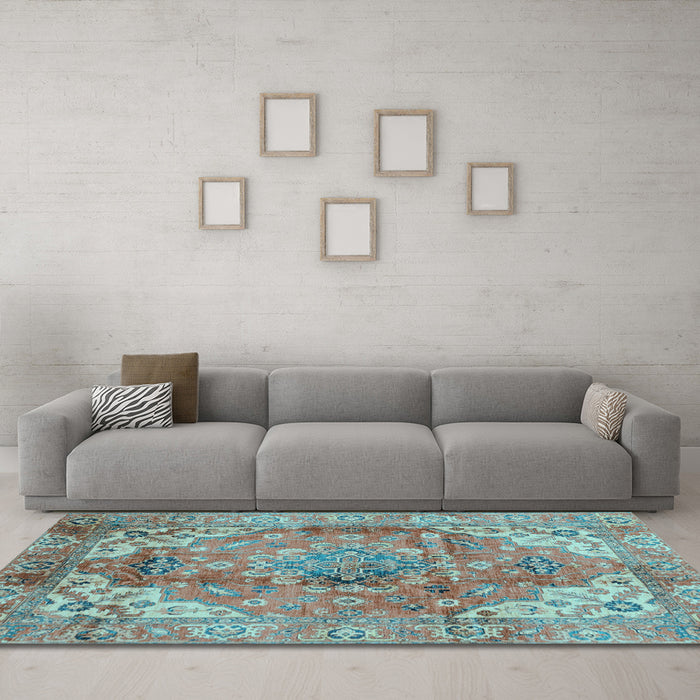 Machine Washable Abstract Light Blue Modern Rug in a Living Room, wshabs4006lblu