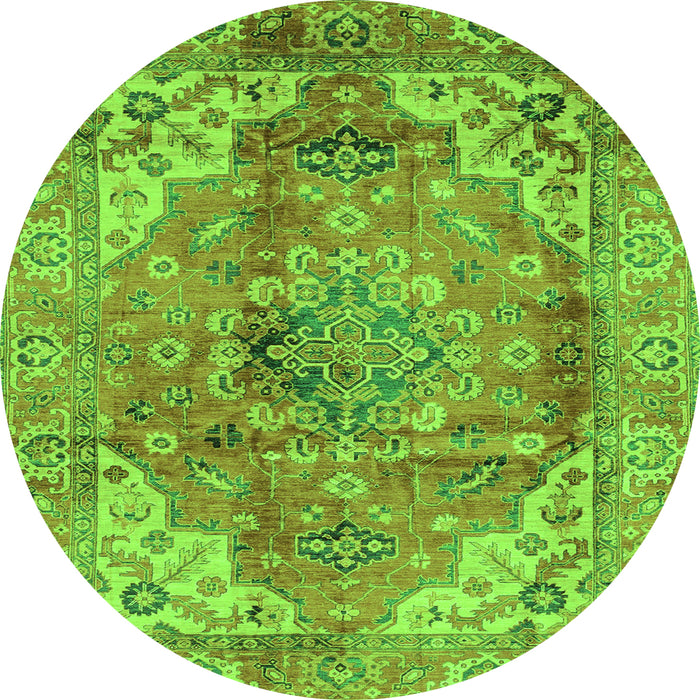 Round Abstract Green Modern Rug, abs4006grn