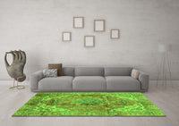 Machine Washable Abstract Green Modern Rug, wshabs4006grn