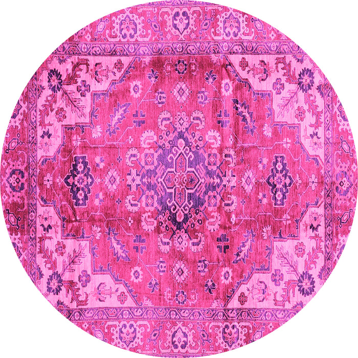 Round Abstract Pink Modern Rug, abs4006pnk