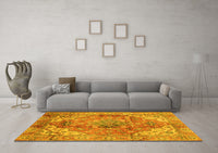 Machine Washable Abstract Yellow Modern Rug, wshabs4006yw