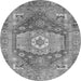 Round Machine Washable Persian Gray Traditional Rug, wshabs4007gry