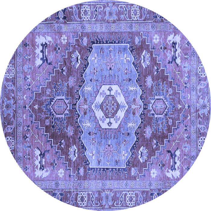 Round Machine Washable Persian Blue Traditional Rug, wshabs4007blu