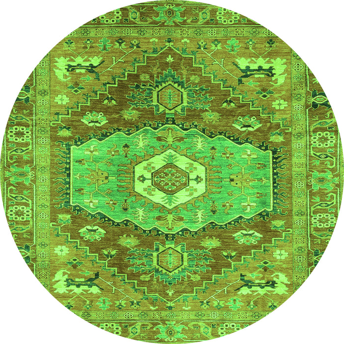 Round Machine Washable Persian Green Traditional Area Rugs, wshabs4007grn
