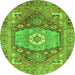 Round Machine Washable Persian Green Traditional Area Rugs, wshabs4007grn