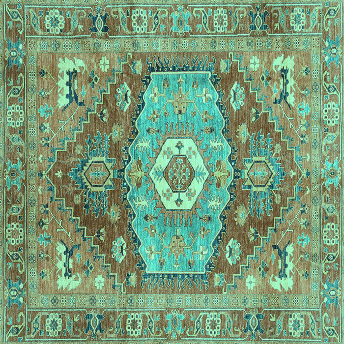 Square Persian Turquoise Traditional Rug, abs4007turq