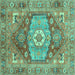 Square Persian Turquoise Traditional Rug, abs4007turq